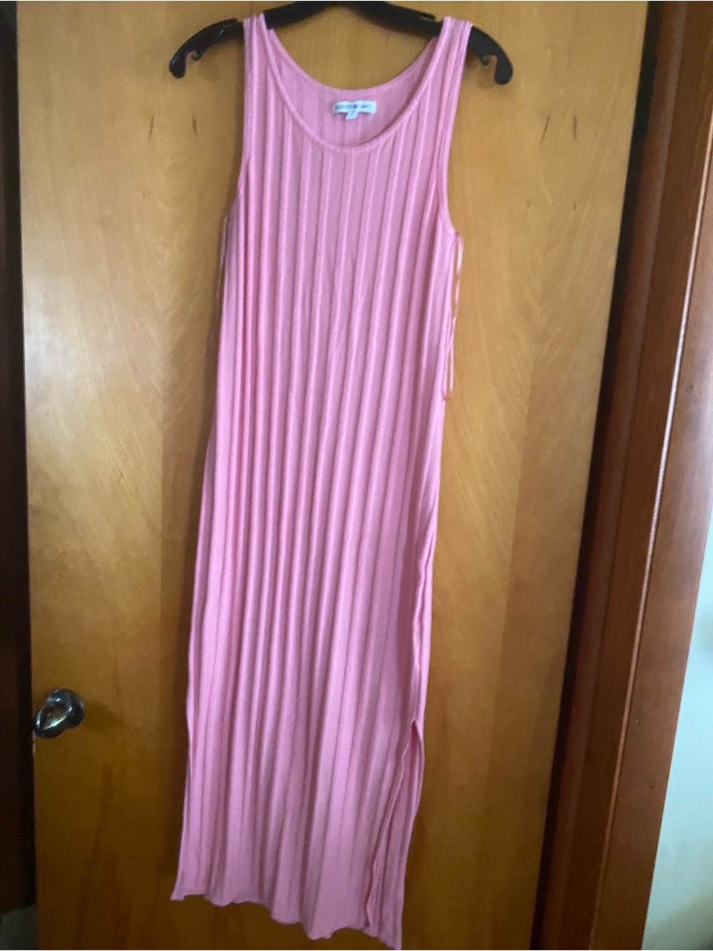 Elizabeth and James Pink Ribbed Knit Sleeveless Maxi Dress - Size S